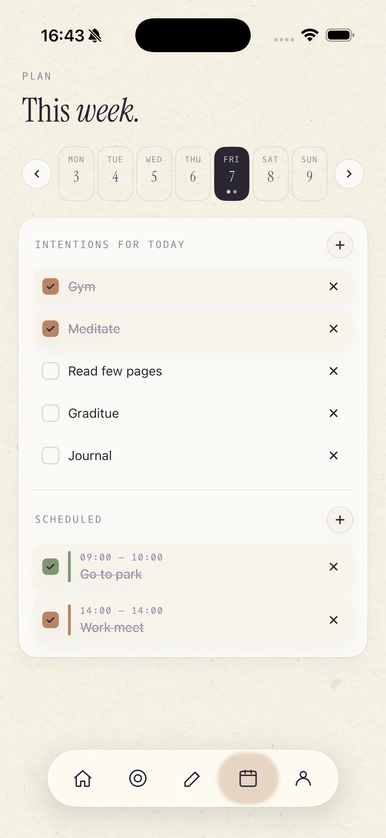Plan screen